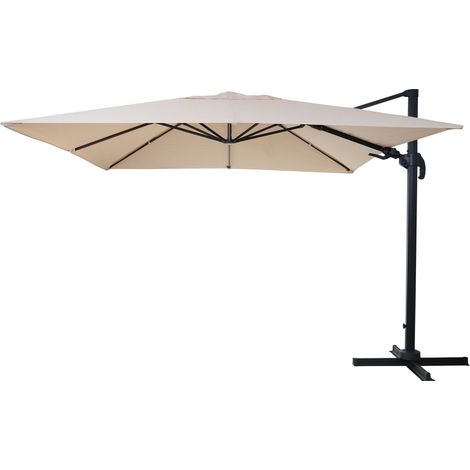 Gastronomie-Ampelschirm HHG-394, 3x3m (Ø4,24m) schwenkbar, Polyester Alu/Stahl 23kg creme ohne Ständer