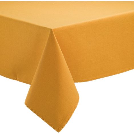 Nappe de Table Carrée en Coton Recyclé Anti-Taches Coloris Tournesol 170 x 170 cm - PANGIVO (1/2)