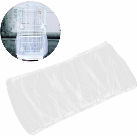 Mesh Bird Cage Cover, Protective Cover for Bird Cages, Parakeets, Canaries, Seed Catcher, White, L (1/5)