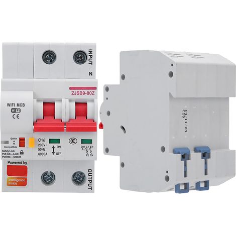 Disjoncteur intelligent Wi-Fi, commande à distance par application mobile PA66-DSM, boîtier ignifugé, 220 V CA (1/5)