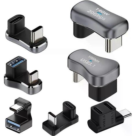 USB-C-Adapter, 180° U-förmiger USB-C-31-Winkeladapter (Buchse auf Stecker), abgewinkelter OTG-Adapter, kompatibel mit MacBook Switch-JXLGV (1/4)