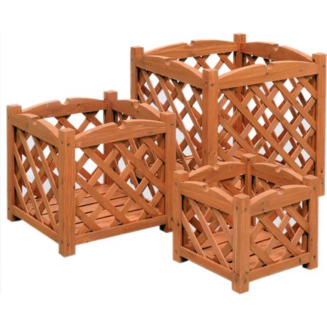 Portavaso Fioriera in legno Grigliato casse 3 pezzi STI