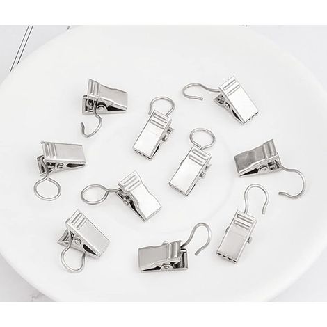 Lot de 20 - Crochet À Pince Clips Pour Rideaux Anneaux - Clips De Rideau - Clips De Rideau En Acier Inoxydable Avec Crochets Bronze (1/5)