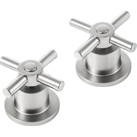 Poignées de douche – Poignées en croix en deux parties avec capuchons décoratifs – Métal chromé – Débit d'eau réglable – Résistantes à la corrosion – Installation facile (1/5)