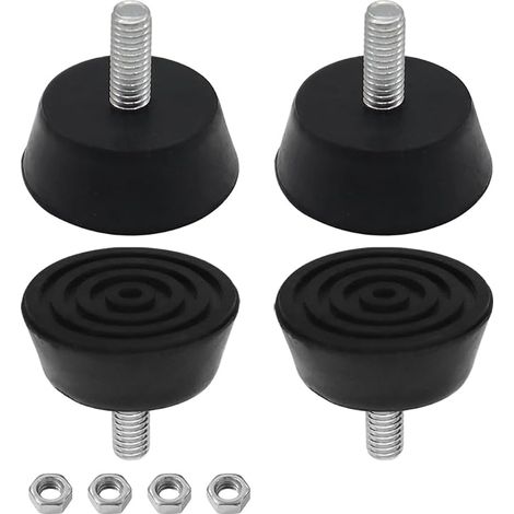 4 gambe per mobili, Silent Block, gambe per tavolo avvitabili M6 x 16 mm, base da 32 mm, piedini in gomma, utilizzabili per mobili, tavoli, sedie e divani. (1/5)