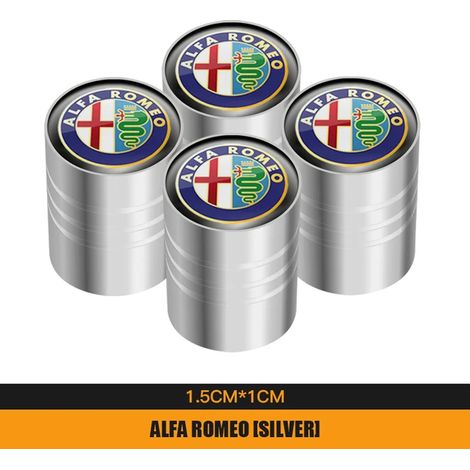 (A argent) 4 pièces bouchons de Valve de pneu en métal couvercle de tiges d'air de pneu de voiture adapté pour 159 147 156 GT Giulietta Mito Giulia Stelvio Disco Volante (1/5)