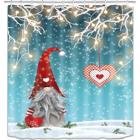 Weihnachtsduschvorhang, niedliches Duschvorhang-Set fürs Badezimmer, W