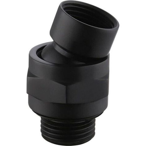 Connecteur de pommeau de Douche à Grand débit d'eau - Bras dextension réglable - Joint à rotule - Adaptateur Universel en Laiton - pour Salle de Bain - Noir (1/4)