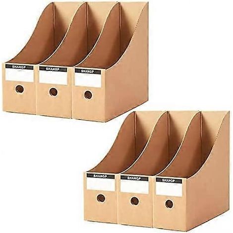 Lot de 6 porte-revues en carton, boîte de rangement pour dossiers et magazines, organiseur de bureau pour magazines en papier (1/4)