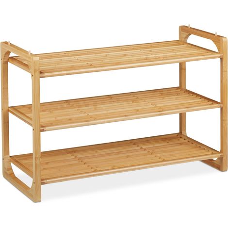 Scarpiera impilabile moderna 3 livelli 90 x 30 x 30 cm conservazione ordinata in bambù naturale 130008439