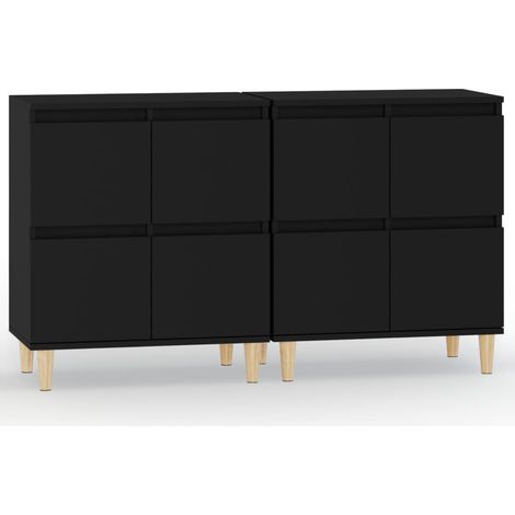 Credenza buffet cassettiera mobile contenitore organizer cucina soggiorno soggiorni set da 2 60 x 35 x 70 cm legno composito nero 020036922