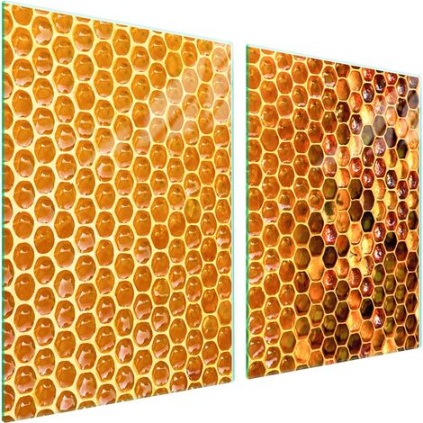 Plaque de protection en verre pour poêle 2x45x52 Miel (1/5)