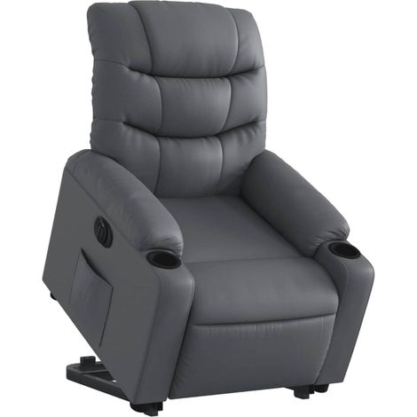 Poltrona relax TV con comodissima funzione di sollevamento elettrico in PVC grigio DEC028379