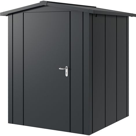 Hörmann Metall-Gerätehaus "Juno" mit Satteldach, JSD2 - Design, 166 x 166 cm (B x T), anthrazit, 1-flüglige Tür, Anschlag links (1/5)