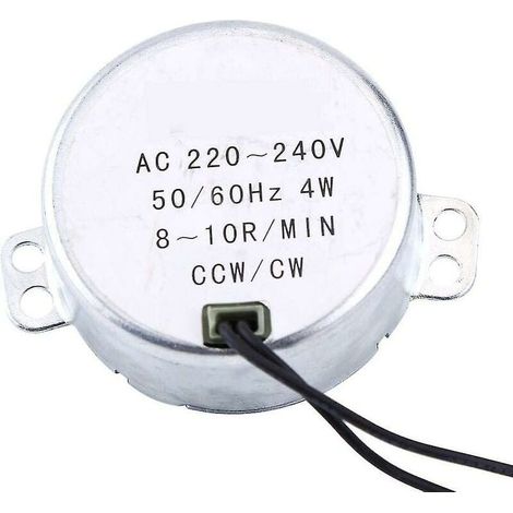 Moteur synchrone électrique à micro-ondes pour moteur de table de remplacement, moteur synchrone rond 4 W Cw/ccw 220-240 V (8-10 tr/min) (1/5)