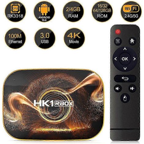 25-26 HK1 RBOX R1 Boîtier TV intelligent Android 11 RK3318 Lecteur multimédia Android 1080p H.265 4K 60 ips Lecteur Google Décodeur