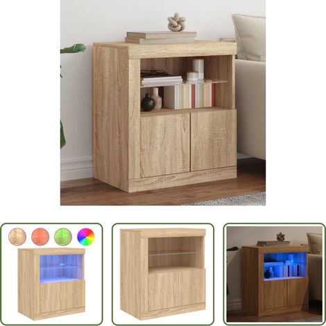 Sideboard - Sideboard mit LED-Leuchten Sonoma-Eiche 60,5x37x67 cm (1/5)