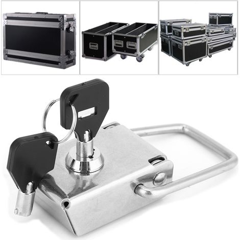 Fermoir de sécurité à bascule en acier inoxydable pour boîte ou étui, avec 2 clés, 70 mm (1/5)