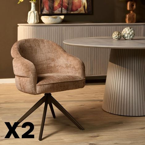 Chaise pivotante cannelle à dossier structuré (lot de 2) CORTINA (1/5)