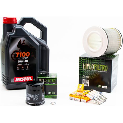 Kit Révision Filtres Bougies pour YAMAHA XJ 900 S Diversion de 1995 à 2003 - MOTUL 7100 10W40 4L