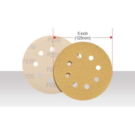 Disques Abrasifs - - Lot de 100 - 125 mm - 60 à 220 Grains - 8 Trous Assortis (1/3)