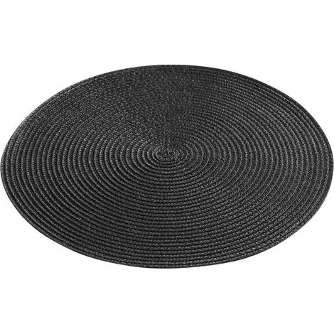 Douceur D'Intérieur – Set de table rond 35 cm en polypropylène noir – Résistant à l'eau – Pour décoration de table moderne – Large choix de couleurs