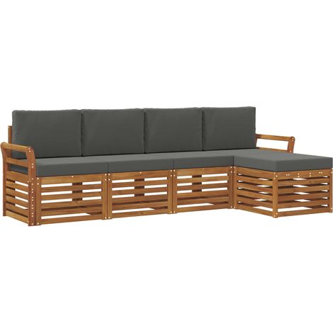 Ensembles de canapés avec coussin 5 pcs Salon de jardin Naturel et Anthracite (1/5)
