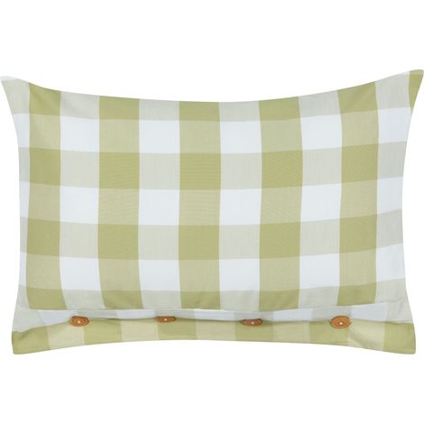 Cojín de algodón a cuadros estilo cottage verde 40 x 60 cm Tamnine
