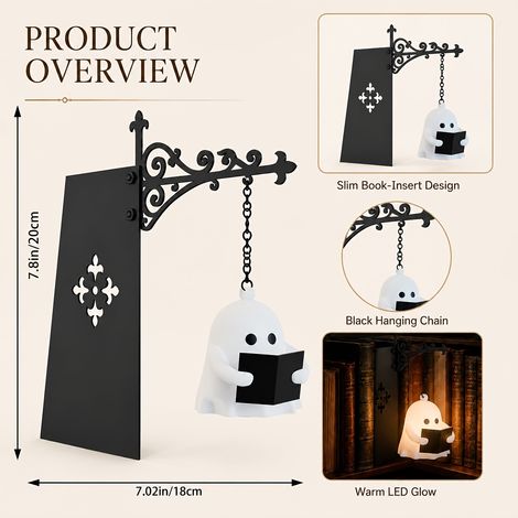 Série de lampes de bibliothèque vintage, décoration d'étagère Dark Academia, lampe de lecture gothique, décoration d'étagère de coin de lecture pour Halloween, Noël et cadeaux de fêtes (1/5)