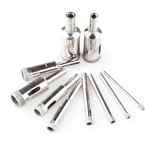 Juego de 10 brocas de diamante (3-18 mm) para revestir acero al carbono, vidrio, cerámica, porcelana, azulejos, ladrillos y mármol -Crezuo