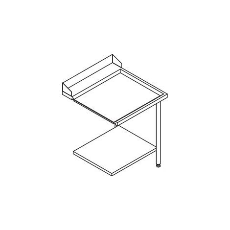Table Entrée et Sortie en Angle Lave-Vaisselle à Capot Paniers 600 x 500 - Accrochage Droite - L 700 mm - Elettrobar