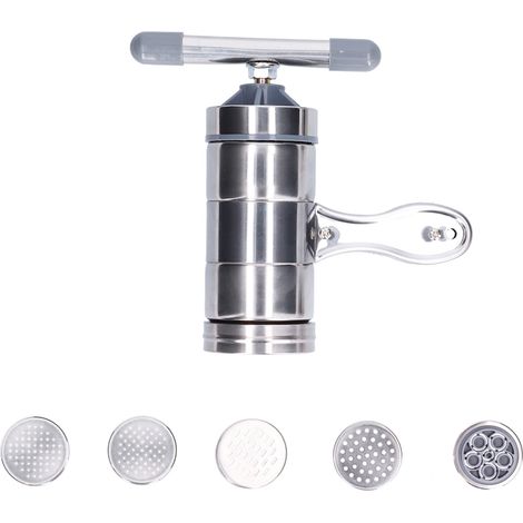 Machine à pâtes manuelle en inox avec 5 moules - presse à pâtes (1/4)