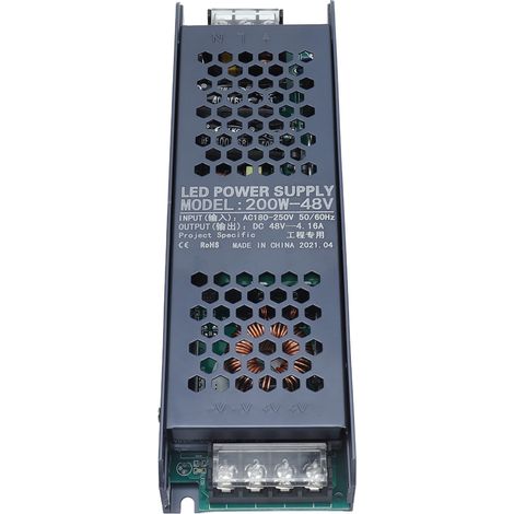 Alimentation LED 48V 200W pour ruban lumineux, transformateur découpage AC180-250V, 4.16A, couleur noir