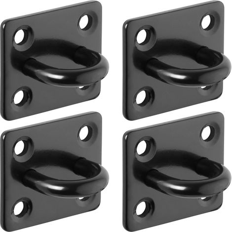SOTECH Befestigungsöse Zurröse für Sonnensegel, Sandsack, Seilzug 35x 30 mm Ankerplatte aus V2A Edelstahl SS304 schwarz, 4x (1/5)