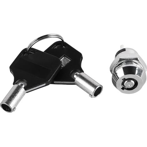 Serrure à clé en acier inoxydable 102 de 12 mm pour interrupteur à clé, serrure électronique double face extractible avec 2 clés et écrou, kit de verrouillage de distributeur automatiq (1/5)