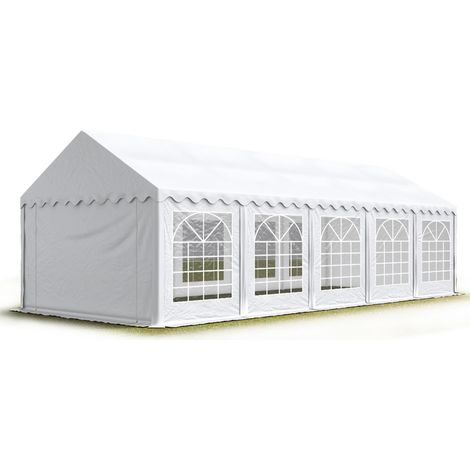 TOOLPORT Tente de réception/Barnum 4x10 m - ignifugee blanc toile de haute qualité PVC 700 N ECONOMY