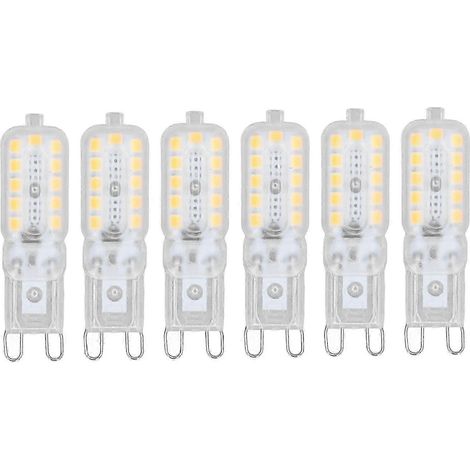 Ampoules LED G9 blanc chaud 5W 22 à intensité variable pour lustres, plafonniers, appliques murales et lampes de table, couvercle transparent, lot de 6, 110-140V, écoénergétiques (1/5)