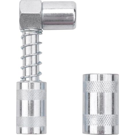 Adaptador de boquilla de grasa - Accesorio adaptador de acoplamiento de grasa de 90 grados con manguito para herramienta de grasa de 3 mordazas