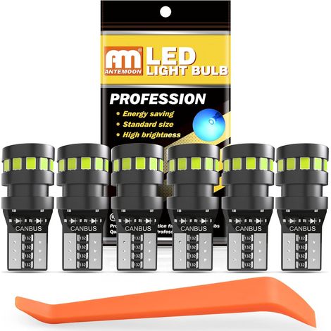 Ampoules T10 W5W LED 12V Bleue Glace 194 501 168 2825 18-SMD 2015 Chipset Wedge Intérieur de Voiture Dôme Porte Courtoisie Coffre Plaque D'immatriculation Lumières, 6 Pièces (1/5)