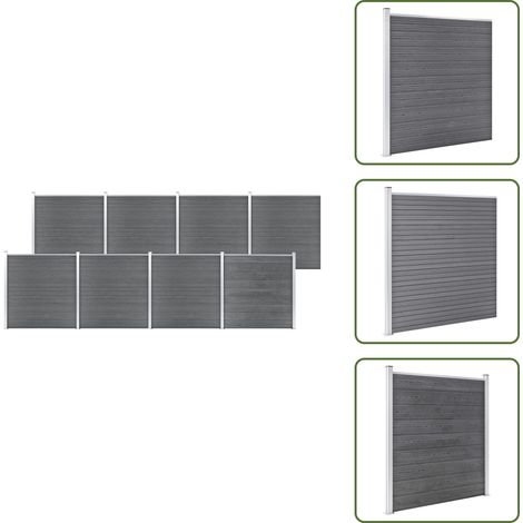 The Living Store Pannello di Recinzione in WPC 1391x186 cm Grigio - Pannello di recinzione