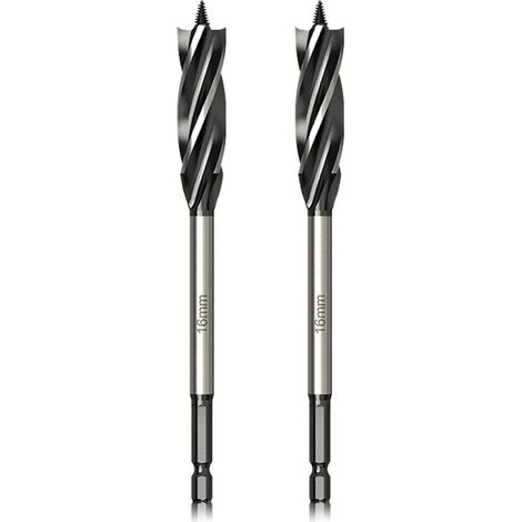 Professionnel Foret à Bois 16mm x 165mm x 2Pcs Mèche à Tarière avce Auto-alimenté Pointe Pilote, 1/4 Pouce Tige Hexagonale Foret pour le Travail du Bois (1/5)