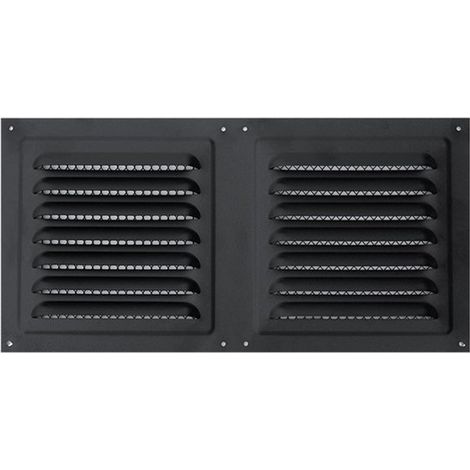 Grille de ventilation - Grille résistante aux intempéries - 3015 cm - Zwart - Metaal - Ventilation à lamelles - Grille à aubes - Couvercles de ventilation - Grille d'air rectangulaire - Pour armoires, (1/5)