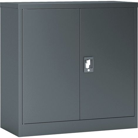 Mueble de oficina, taquilla de oficina, mueble de almacenaje para salón, oficina, dormitorio, taller, acero lacado 90 x 40 x 90 cm gris oscuro 030006322 (1/4)
