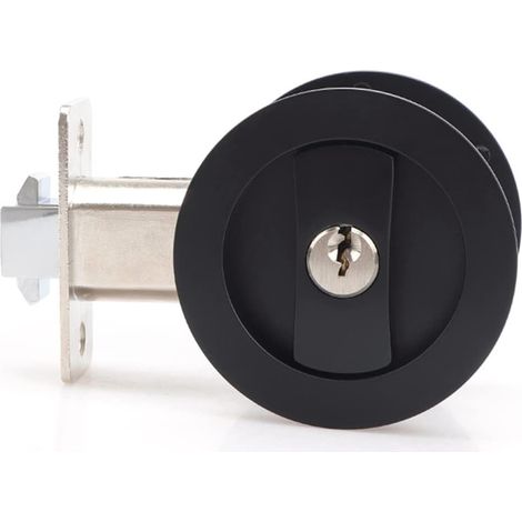 coulissante pour porte escamotable serrure ronde noire pour