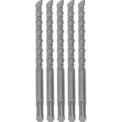 210 mm 12 mm 5-teiliger Hartmetall-Betonbohrer, Rotationsmeißelbohrer mit 2 spiralförmigen Nuten für Ziegel, Mauerwerk, SDS-Hammerbohrer — robustes Werkzeug. (1/5)
