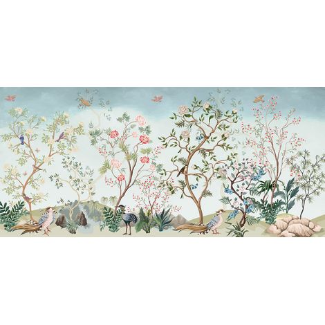 Papier peint panoramique - Jardin Oiseaux - 130 cm x 60 cm (1/2)