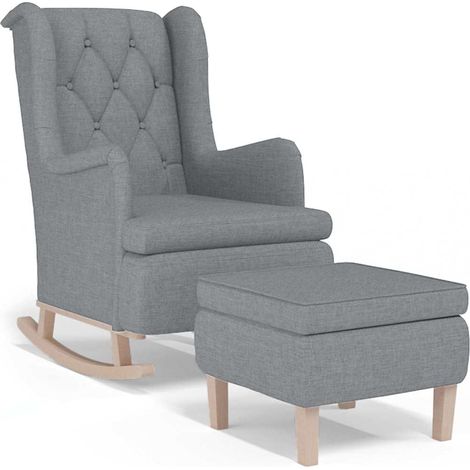 Maison Exclusive - Schaukelsessel mit Hocker Hellgrau Stoff (1/5)