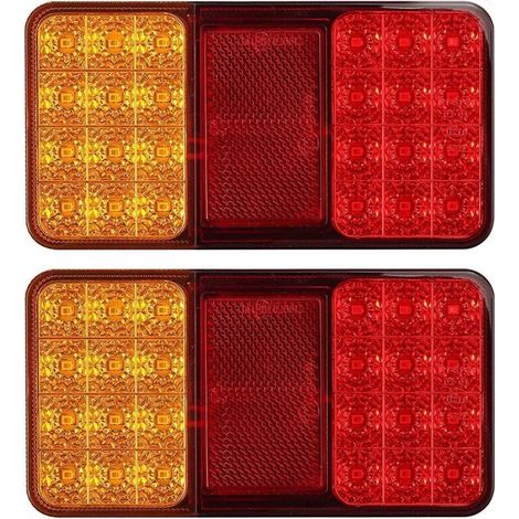 2pcs Feux Arrières LED E-Marqué Clignotant de Position Stationnement avec 2x18 LEDs Feu Position LED Étanche Feux de Frein Arrière 12V Universel pour Remorque Véhicule Caravan Camion Tracteur