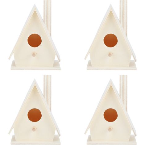 Lot de 4 nichoirs suspendus en bois pour l'extérieur, cages de nidification, décoration de jardin (1/5)