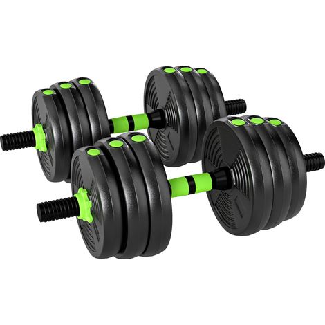 Haltères réglables 3 en 1 de 20 kg avec barre d'extension, noires (1/5)